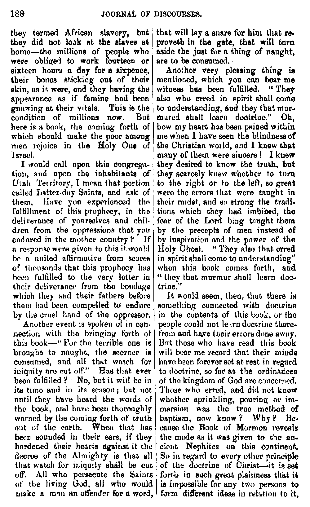 Journal of Discourses, vol. 15, p. 188